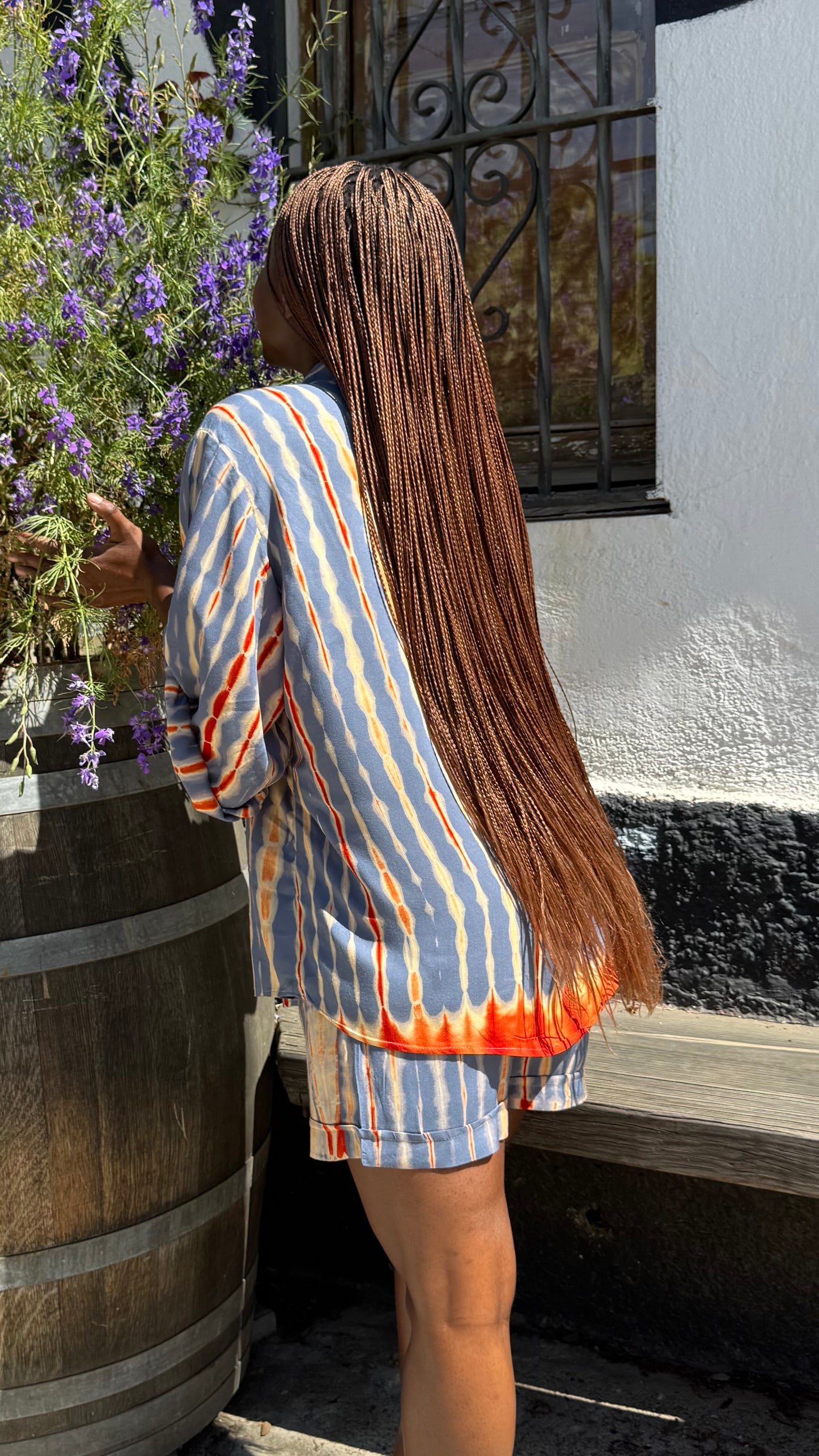 Njano mistari - camisa 100% Bamboo /blouse estilo Oversize