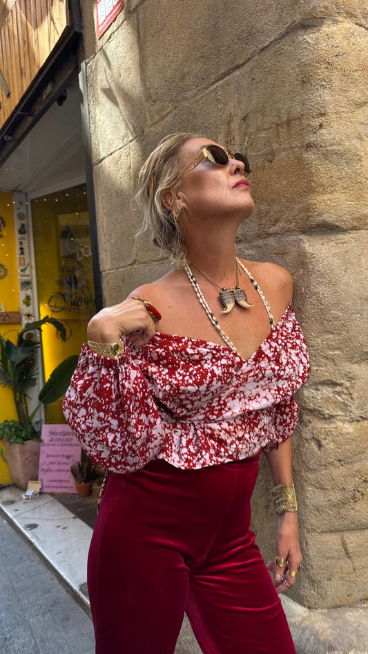 Msitu red 100% Bamboo blouse