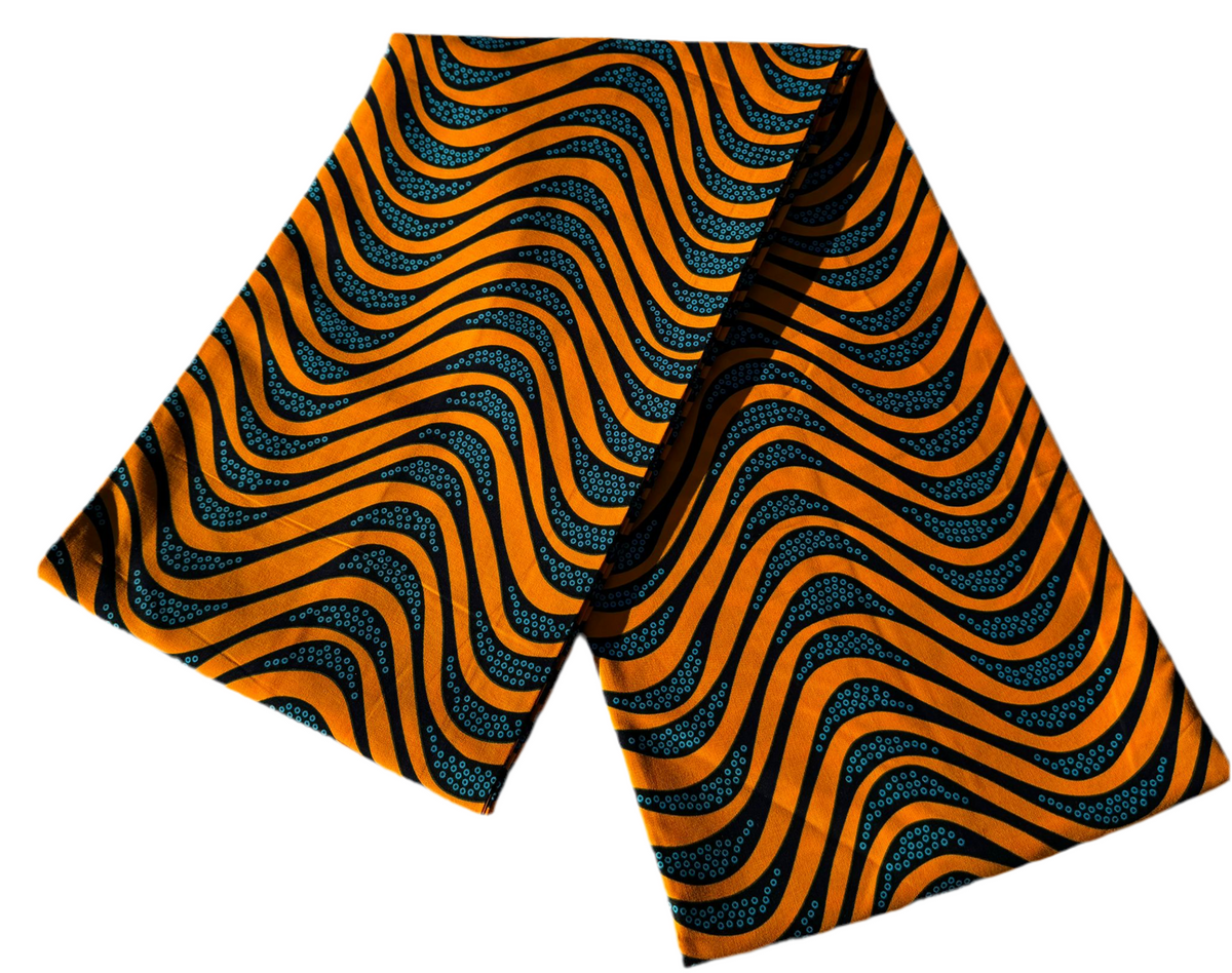 100% cotton Kitenge Chungwa Mistari
