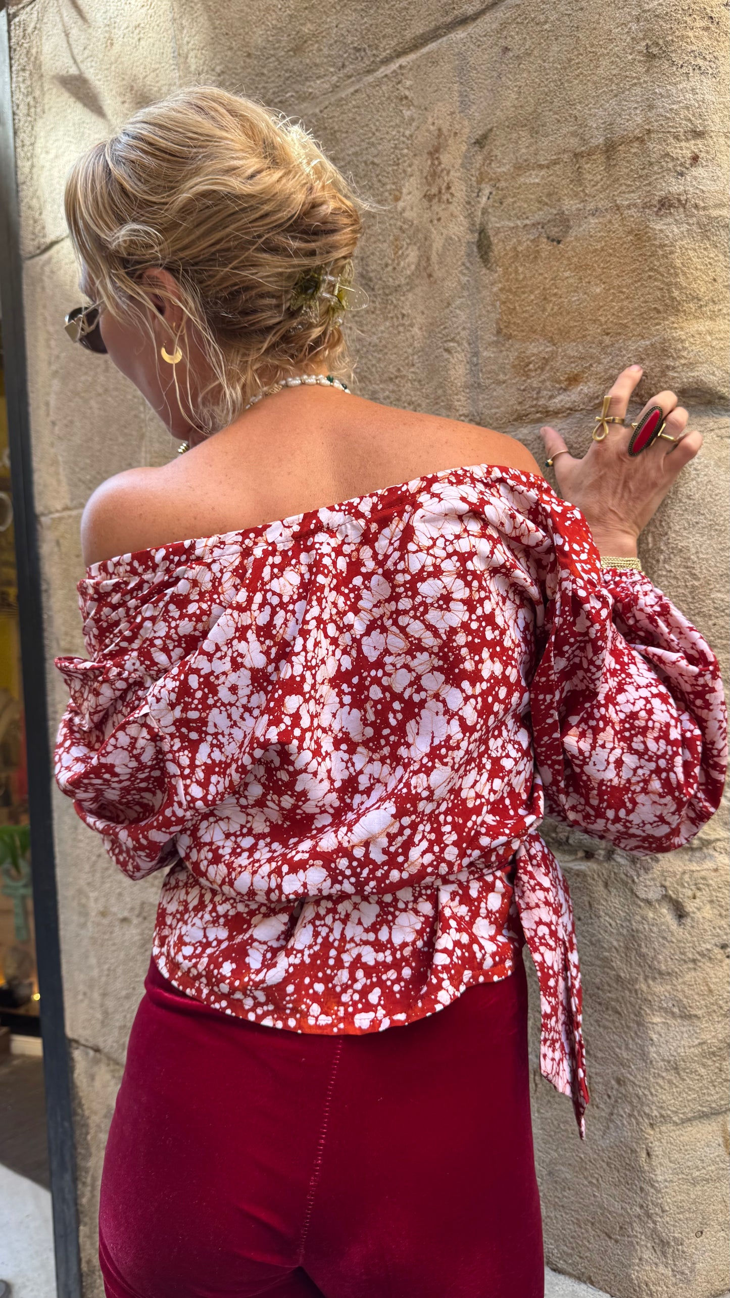 Msitu red 100% Bamboo blouse